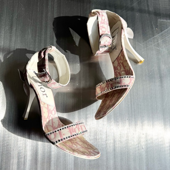 Dior Vintage Oblique Bow Tie Heels Pink 36 - Picture 1 of 7
